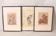 6 asiat. Drucke, u.a. Geishas, Blumen,