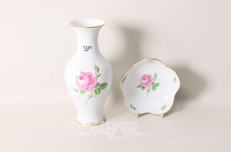 Porz.-Vase u. 1 Porz.-Schale MEISSEN,